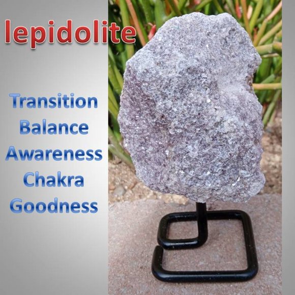 ❤️ LEPIDOLITE stone rock crystal on stand CHAKRA : balance awareness 02 - Picture 1 of 8